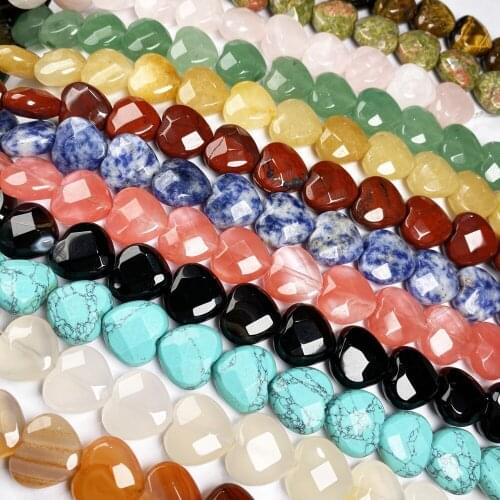 Natural Stone Heart shape Faceted beads crystal Semifinished Loose beads For jewelry making DIY Necklace Bracelet Accessories