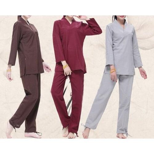 3colors cotton& linen new female yoga clothing spring&autumn fitness yoga suits lay meditation clothes red