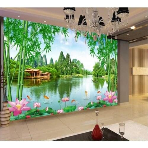 Beibehang Large - scale custom wallpaper beautiful scenery Jiangnan good scenery living room TV backdrop home decoration