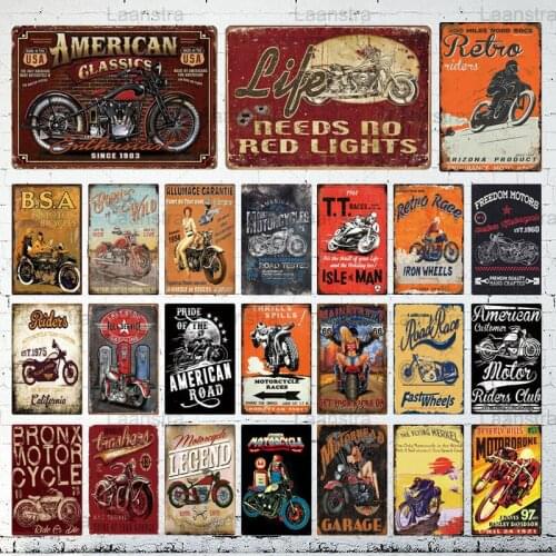 Tin Signs Plaque Metal Retro Motorcycle Races Metal Sign Vintage Poster Wall Decor For Cafe Bar Pub Motorcycle Club Iron Plate