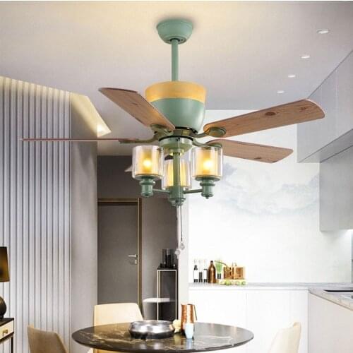48 ‘’ ceiling fan wood with lights remote control ventilator lamp Home Fixture Silent Motor fans bedroom decor modern Reversible
