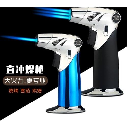 Outdoor Kitchen Gas Lighter Large Capacity Torch Turbo Spray Gun Butane Lighter Windproof Blue Flame Cigar Accessories