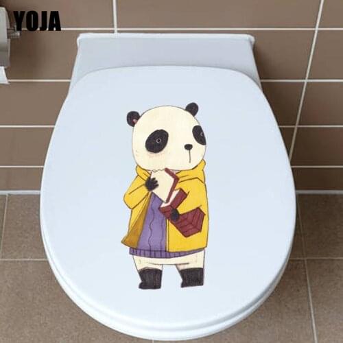 YOJA 11.5X24.6CM Funny Cartoon Panda Wall Sticker Toilet Decal Bedroom Home Decor T3-1141