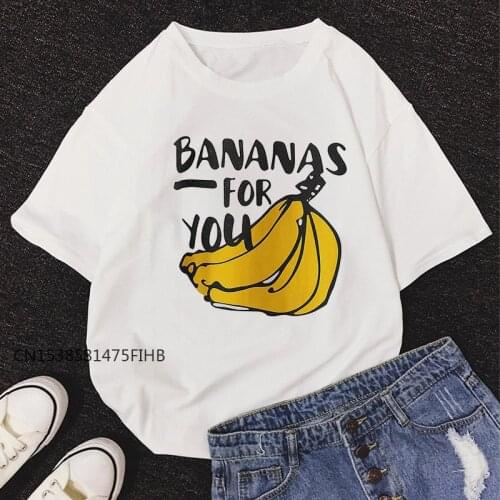 BANANAS FOR YOU Print T-Shirt Women New Summer O-Neck Cute T Shirt For Girls Students Lady Premium Tops Basic Tshirt