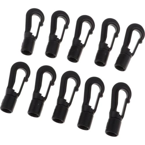 10x Quick Link Carabiner Super Strong Key Chain Elastic Rope Hook Snap Clip - Black