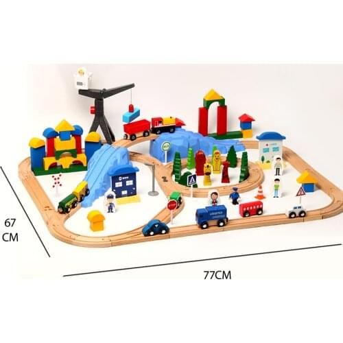 123pcs small train track car building block track train toy set compatible with wooden small train track children train game