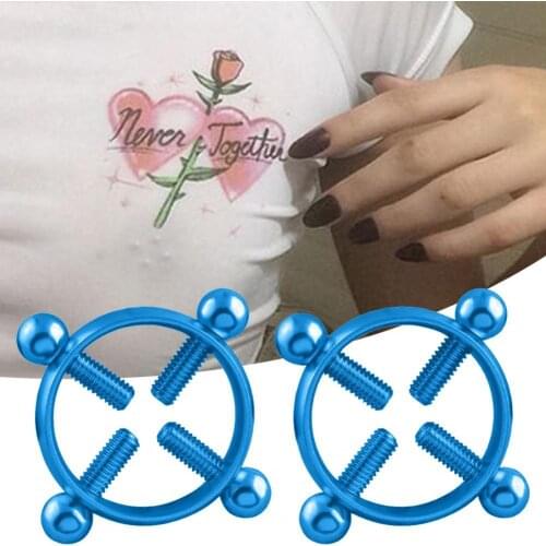 2Pcs/Set Nipple Clamps Sexy Adjustable Fake Piercing Ring Erotic Bdsm Tools Nipple Sucker for Women Nipple Clamps
