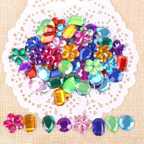 200Pcs Acrylic Decoration Kindergarten Kids Art Hand-made Art Materials DIY Colored Acrylic Diamonds Decoration Accessories