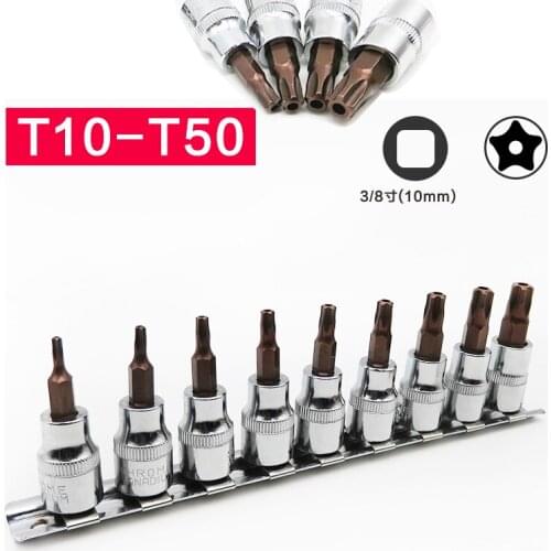 9Pcs Torx Star Pentalobe Screwdriver Bit Socket Set 3/8 Inch Drive Socket Car Hand Tools Kit Cr-V Steel Bits with Storage Holder