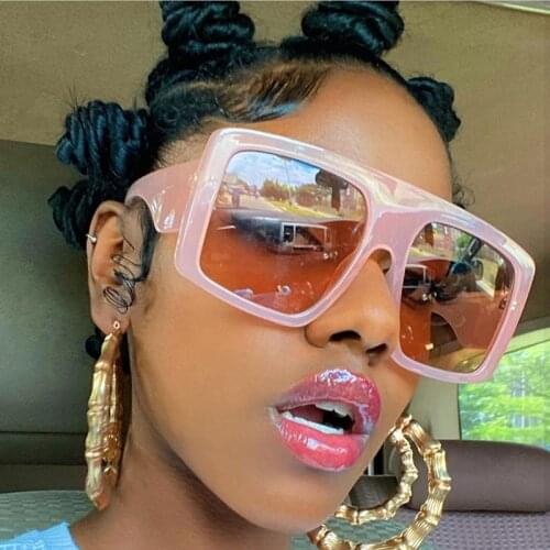 One Piece Shield Goggle Square Sunglasses For Women Vintage Oversized Black Pink Sun Glasses Eyewear Female Cool Black Shades