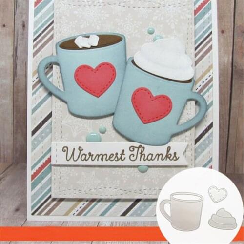 DIY Embossing Love Heart Coffee Metal Cutting Dies Stencils For Scrapbooking Die Cuts Wedding Album Christmas Cards Craft Dies