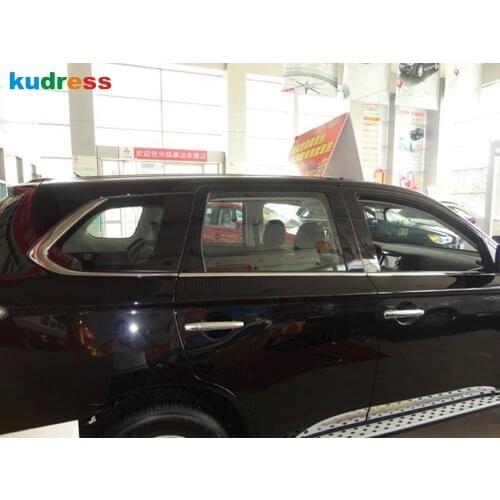 For Mitsubishi Outlander 2013 2014 Stainless Steel Car Window Trim Garnish Molding Strip Hoods Cover Sticker Styling Accessories