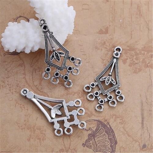 DoreenBeads Zinc Based Alloy Chandelier Connectors Leaf Clover Silver Color Drop Style DIY Findings 39mmx 22mm( 7/8"), 2 PCs