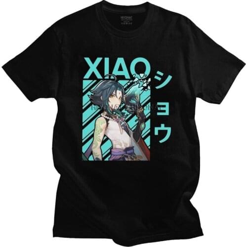 Male Xiao Genshin Impact Manga T Shirts Short Sleeve Cotton Tshirts Trendy T-shirt Japan Anime Game Tee Tops Oversized Clothes