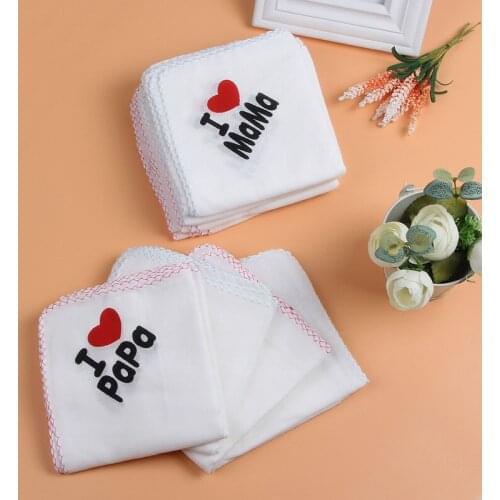 I Love Mama Papa Wash Cloth Hooded Towel for Kid Baby Tawel Washed Washcloth Saliva Towel Double Cotton Gauze Feeding Square