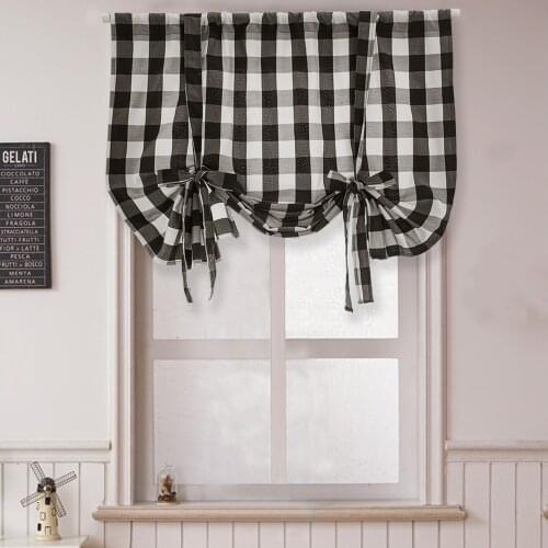 Rod Pocket Blackout Curtain Tie Up Shade Window Panels for Living Room and Bedroom Kitchen Windows Cafe Curtains