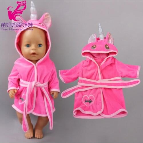 Doll bathrobe 43cm Baby Doll clothes for 18 Inch Girl Doll pink unnicorn night-gown
