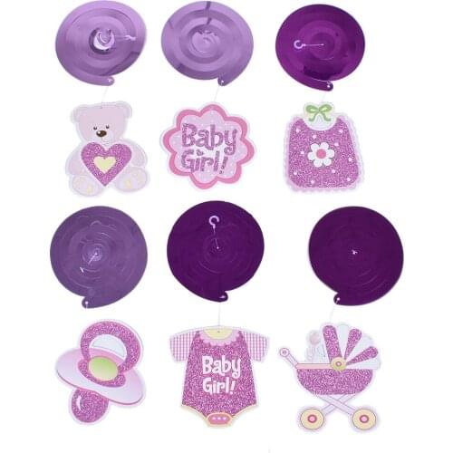 Lychee Life Baby Shower Spiral Hanging Decoration Baby Girl Bear Decoration DIY Pink Birthday Party Ornaments