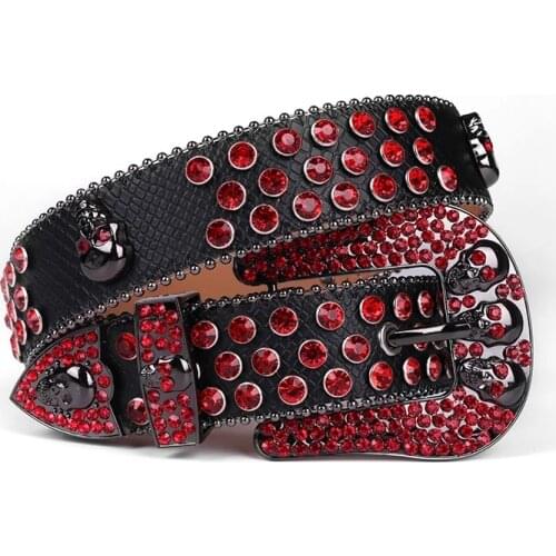 Fashion Western Cowboy Bling Crystal Skull Rhinestones Belt Cinto De Strass Western Designer Belts For Women Men Ceinture Femme