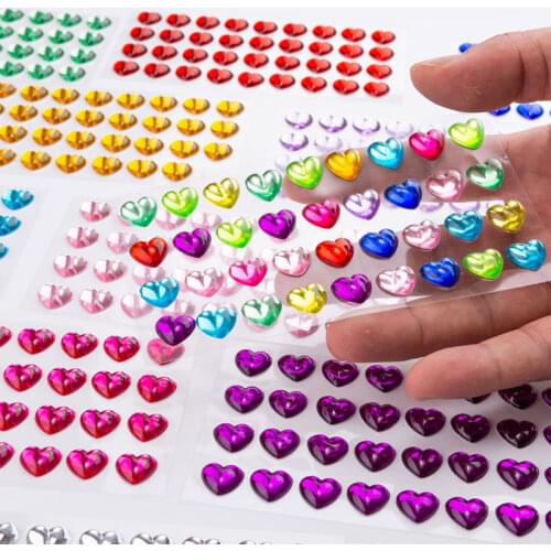 36Pcs/sheet 12MM Love 3D Gem Stickers Children Diamond Sticker Acrylic Crystal Sticker DIY Decoration Rhinestone For Kids Girls