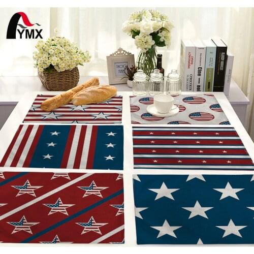 American Flag Pattern Table Mat American Style Table Napkin Placemat Kitchen Decoration Dining Accessories