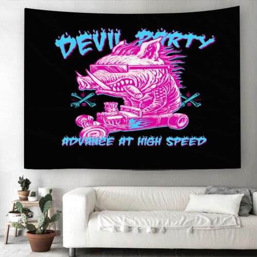 New Arrival devil Party Wall Hanging Tapestry Home Party Decorative Tapestries Black Background Cloth Table Cloth Wall Tapestry
