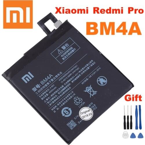 Xiao mi 100% Orginal BM4A 4000mAh Battery For Xiaomi Redmi Pro BM4A High Quality Phone Replacement Batteries +Tools