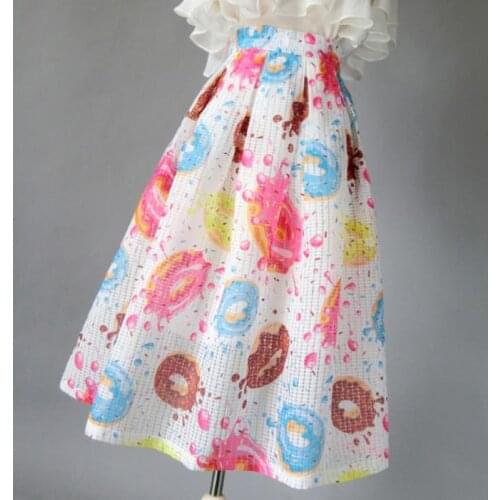 2020 autumn Organza printed skirt women high waist big swing ball gown skirt plus size 2XL