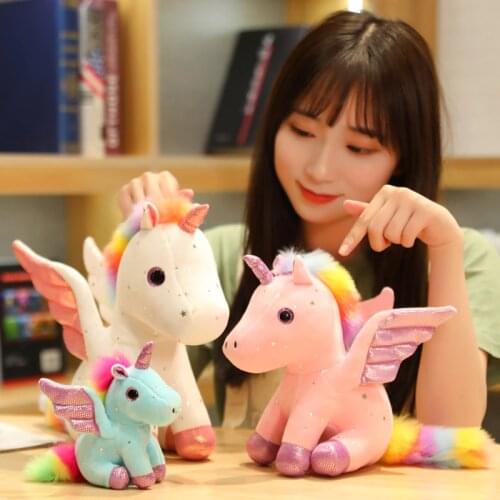 14/22/30cm Super Lovely Angel Unicorn Plush Toys Cartoon Stuffed Animal Unicorn Key Chain for Kids Bab Birthday Home Decor Gifts