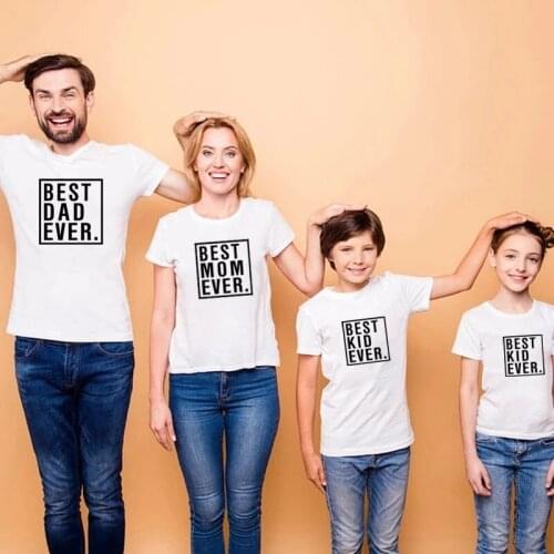 Family Matching Casual Clothes Summer Cotton Short Sleeve Best Dad Mom Kids Baby Ever Fashion T Shirts for Family Members