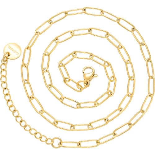 QMHJE Thick 3.3mm Gold Silver Color DIY Necklace Chain Basic Stainless Steel Women Men Choker Link Jewelry Accessory Geometric