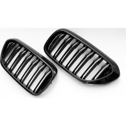 One Pair G30 Front Bumper Grill For BMW 5 Series M5 G30 G38 520i 530i 540i ABS 2-slat Glossy Black Front Kidney Grille