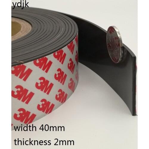 1 Meter Rubber Magnet 40*2 mm self Adhesive Flexible Magnetic Strip Anisotropic Tape width 40mm thickness 2mm 40x2 mm