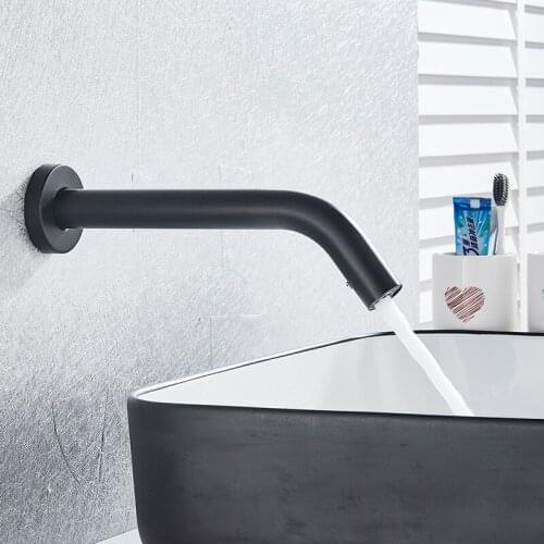 Vidric Black Chrome Touchless Sensor Basin Faucet Handsfree Faucet Inductive Electric Plug Cold Water Mixer Tap Battery Power