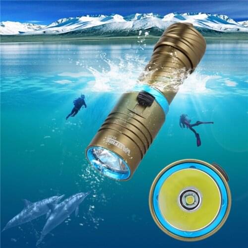 VastFire 1200 LM Scuba Diving Flashlight Torch XM-L T6 LED Underwater Lamp Lanterna with 26650 Rechargeable Battery and Charger