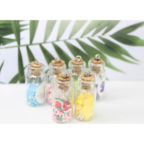 Yamily 5Pcs/Resin Fruit Bead Bottle Colorful DIY Making Pendant Charms Jewelry For Keychain Earrings Necklace