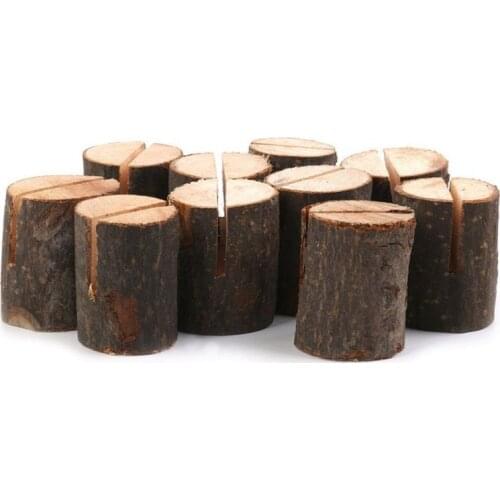 10pcs Rustic Wooden Stump Place Card Holder Number Name Menu Table Stand Picture Photo Clip Wedding Party Supplies