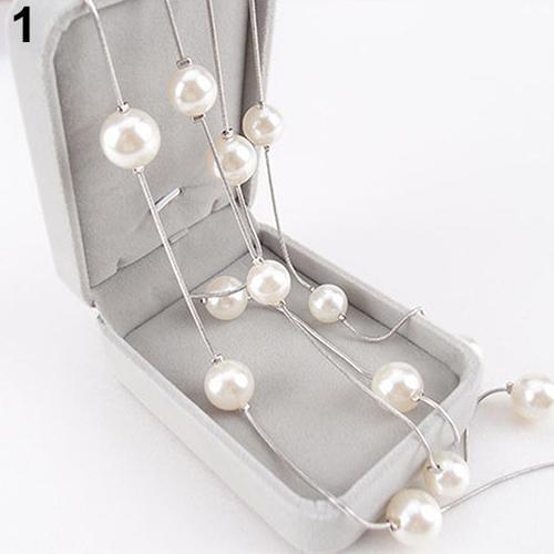 Pearl Necklace For Women Long White Crystal Beads With Clasp Jewelry