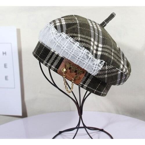 Womens Hat Beret Hat Ins Tide Retro Woven Octagonal Hat Spring And Autumn Korean Version Of The Wild Painter Hat Lattice