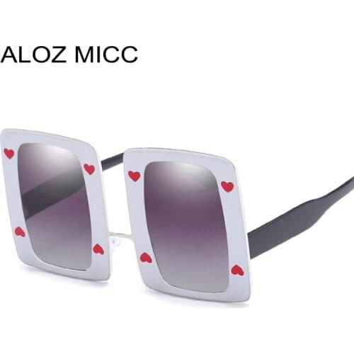 ALOZ MICC Women Oversize Rectangle Sunglasses Men 2018 Fashion Heart Decoration Trend Square Eyewear UV400 Q648