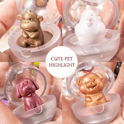 1PCS 3D Pearlescent Eyeshadow Animal Shape Fantastic Fine Flash Highlight Eyeshadow Cute Dog Piggy Monkey Chicken TSLM1