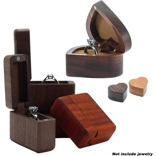 Portable Jewelry Box Engagement Wedding Ceremony Ring Storage Ring Heart Holder Rustic Ring Box(Not included Ring)