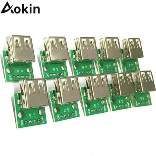 10pcs Type A Female USB To DIP USB 2.0 PCB Board Adapter Converter For Arduino connector for DIY USB Power Supply Breadboard