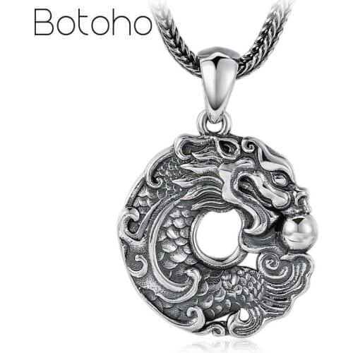 100% S925 silver Dragon Pendant vintage thai silver Dragon pendant PUNK Jewelry Man Pendant Not including necklaces gift