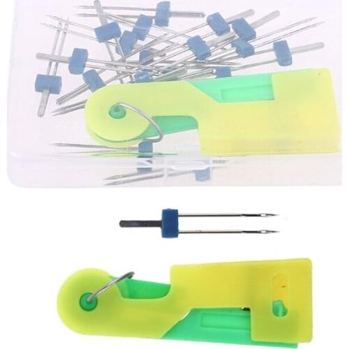 18pcs Double Twin Needles Pins with Automatic Needle Threader for Sewing Machine 517E