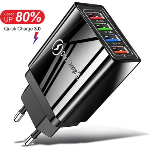 4 USB 3A Mobile Phone Charger Fast Charging Portable Wall Mobile Charger Flame Retardant Drop Resistance Tablet