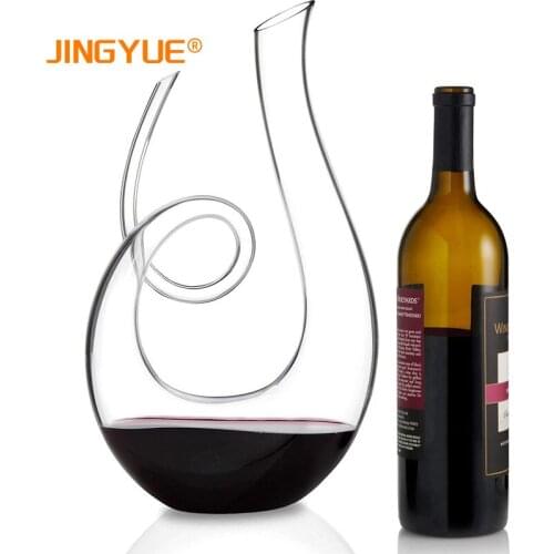 50oz 1500ml Creative Hand Blown Wine Enthusiast Lead-Free Crystal Clear Art Series Treble Wine Decanter for Great Gift
