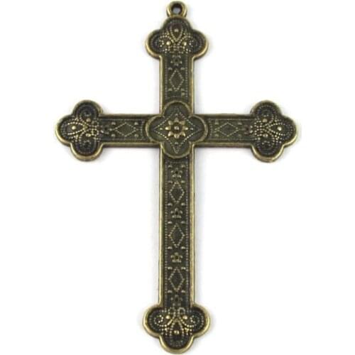 FREE SHIPPING 30PCS Antiqued bronze Metal Ornate Cross Pendant 84x54mm A8692B