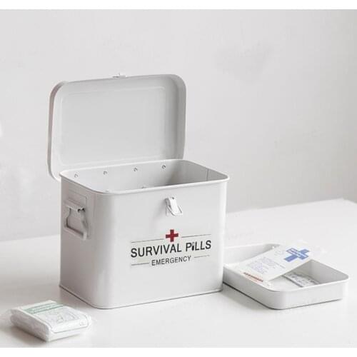 Household First Aid Box Survival Emergency Kit Organizer Rectangle Medical Kit Storage Box with Handles