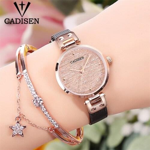 CADISEN 2019 New Womens Watches Ladies Luxury Brand Watch Fashion Lady Quartz Wristwatch Gold Sapphire Crystal Dial Reloj Mujer